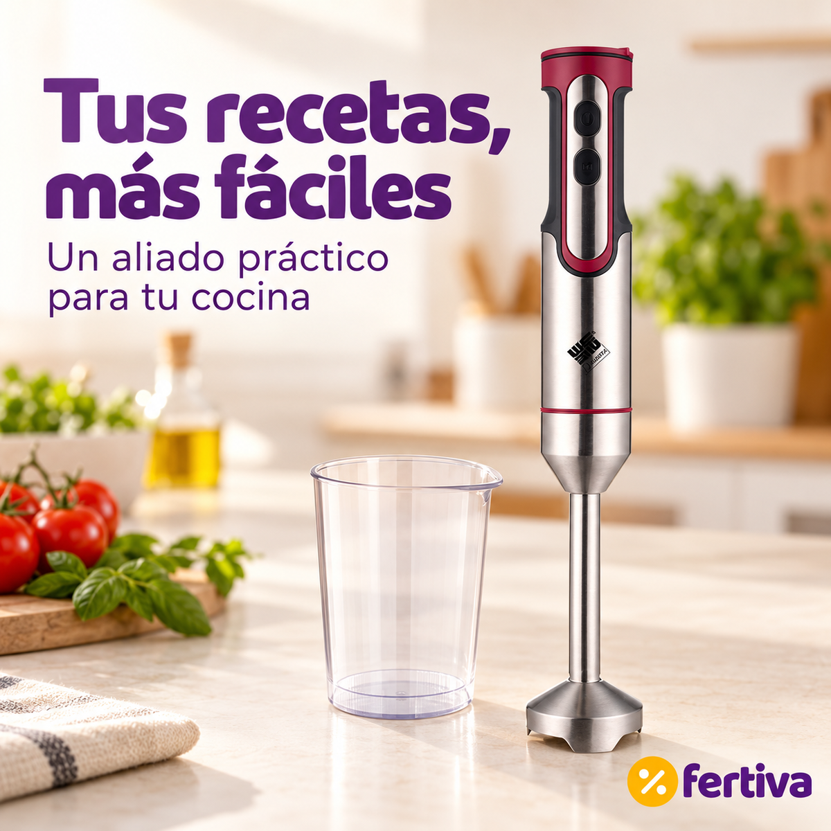 Batidora de Mano 1200W de Acero Inoxidable con Turbo
