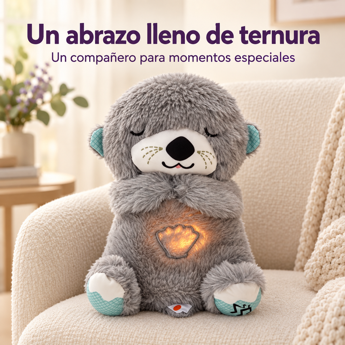 Peluche Nutria que Respira para Dormir con Música y Luz