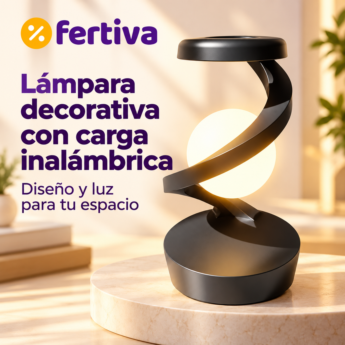 Lámpara Luna Levitante con Cargador Inalámbrico