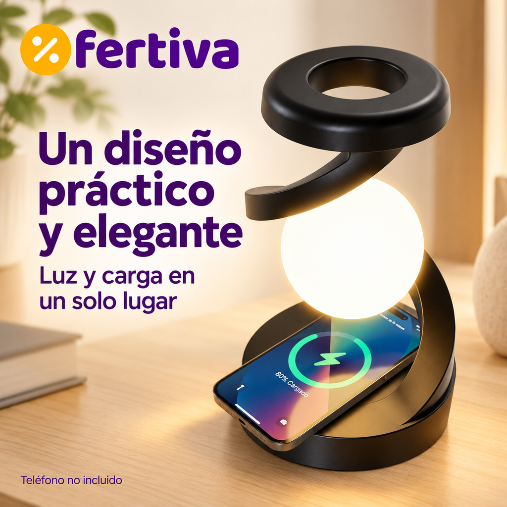 Lámpara Luna Levitante con Cargador Inalámbrico