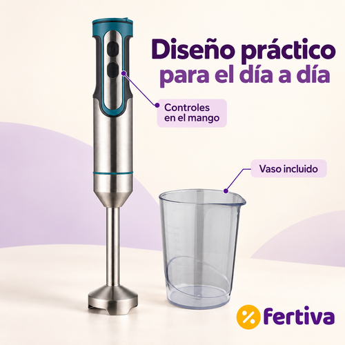 Batidora de Mano 1200W de Acero Inoxidable con Turbo