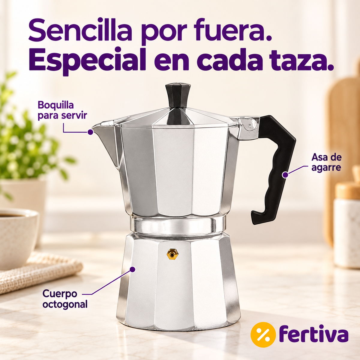 Cafetera Italiana Clásica 12 Tazas Apta para Inducción