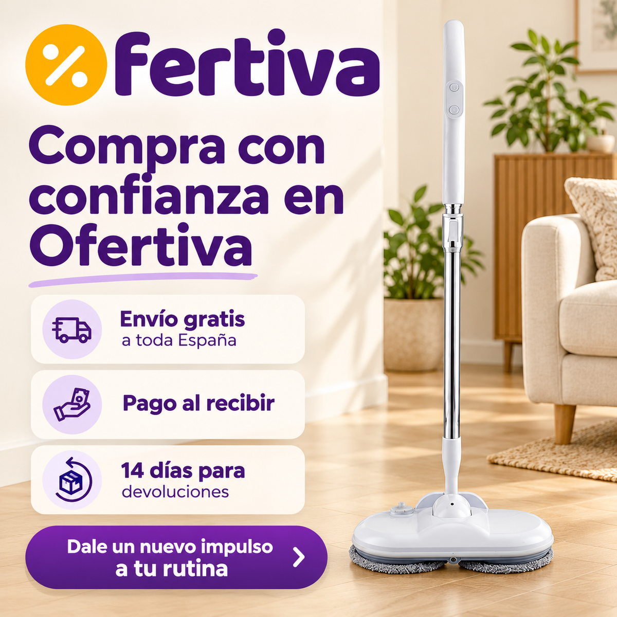 Mopa Eléctrica Inalámbrica Pro con Doble Rotación