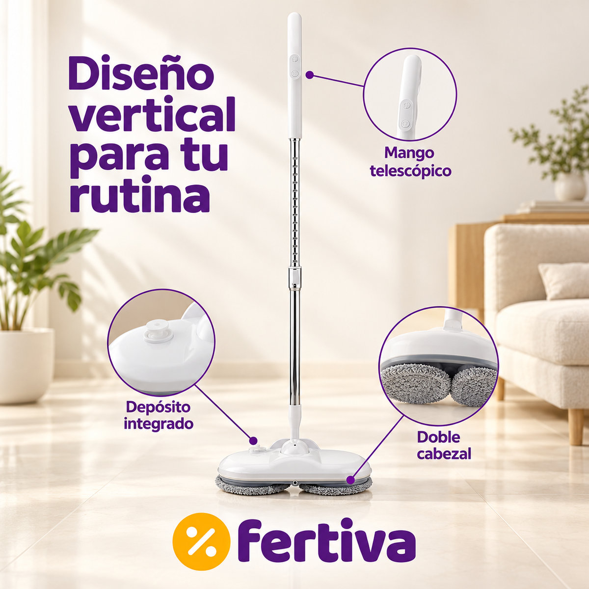 Mopa Eléctrica Inalámbrica Pro con Doble Rotación
