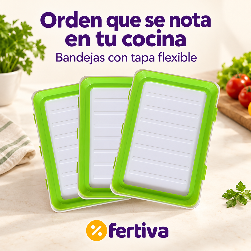 Pack 9 Bandejas Herméticas con Tapa Elástica