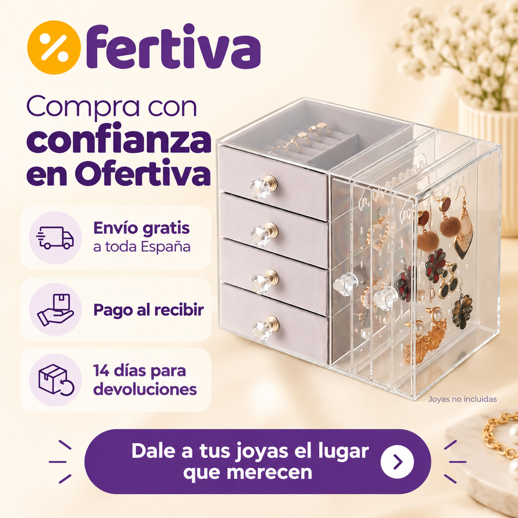 Joyero Transparente de 4 Niveles