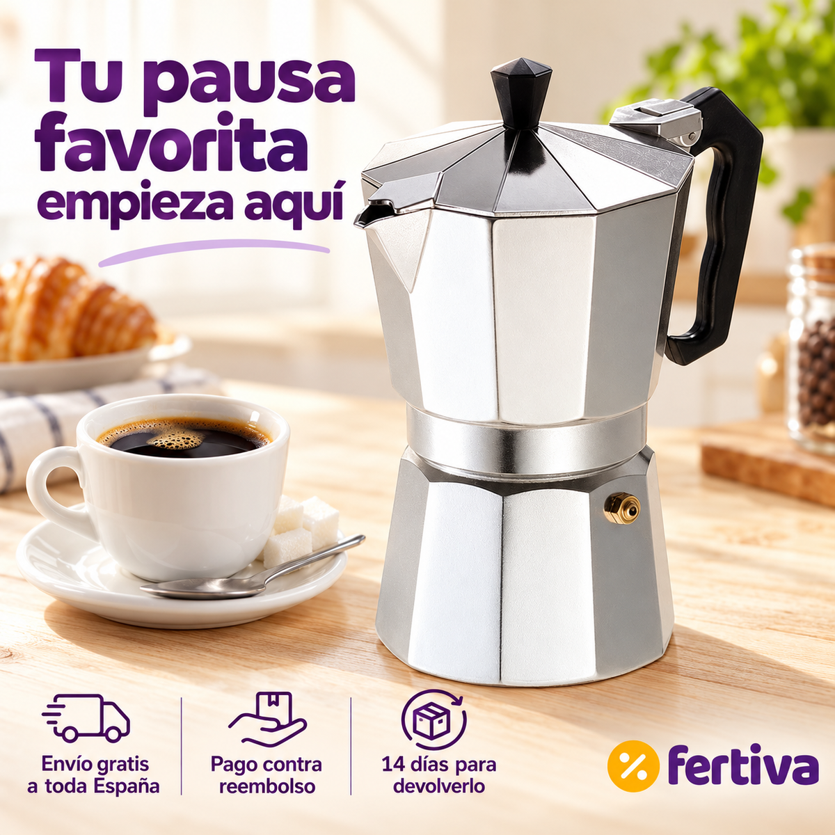 Cafetera Italiana Clásica 12 Tazas Apta para Inducción