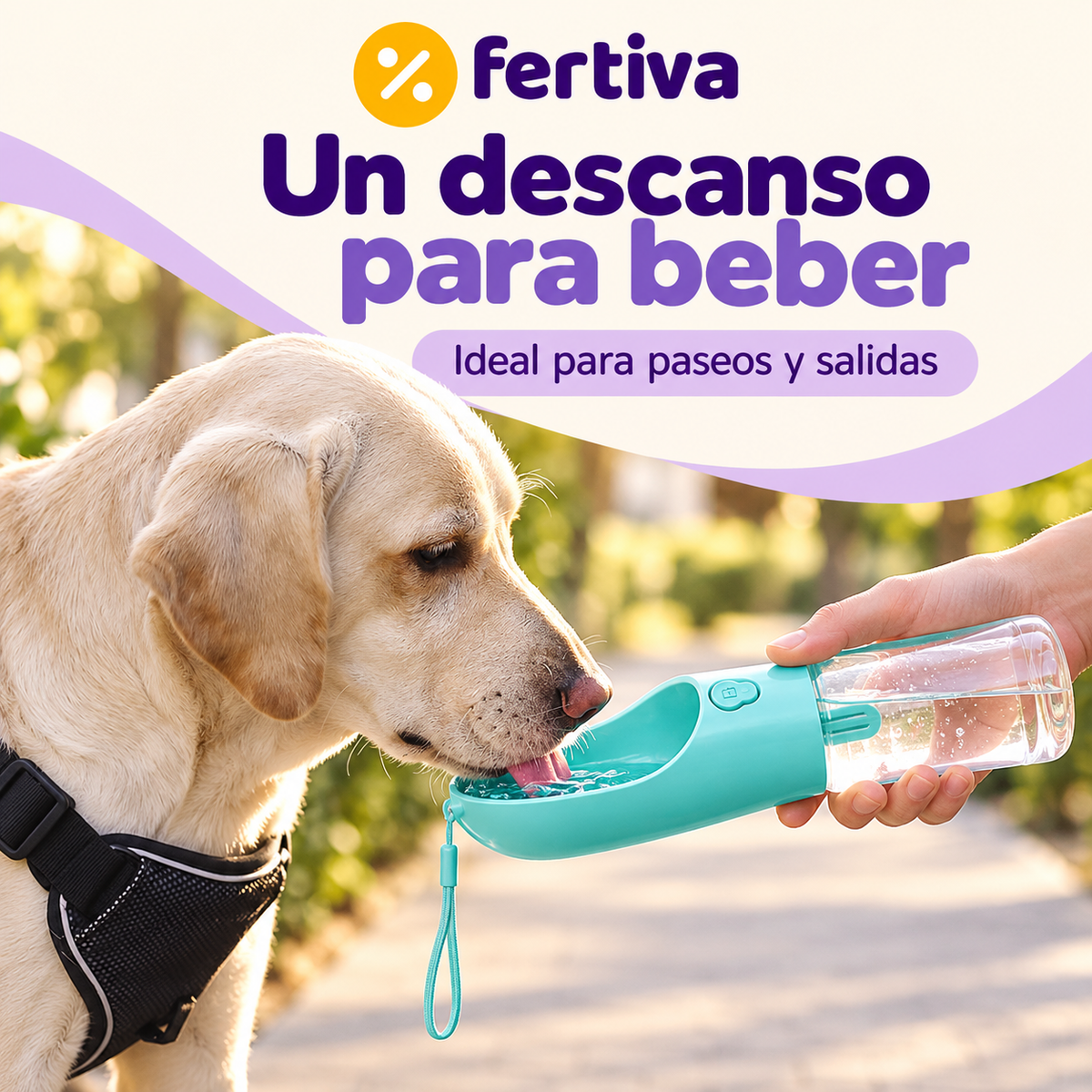 Botella Bebedero Portátil para Perros con Filtro