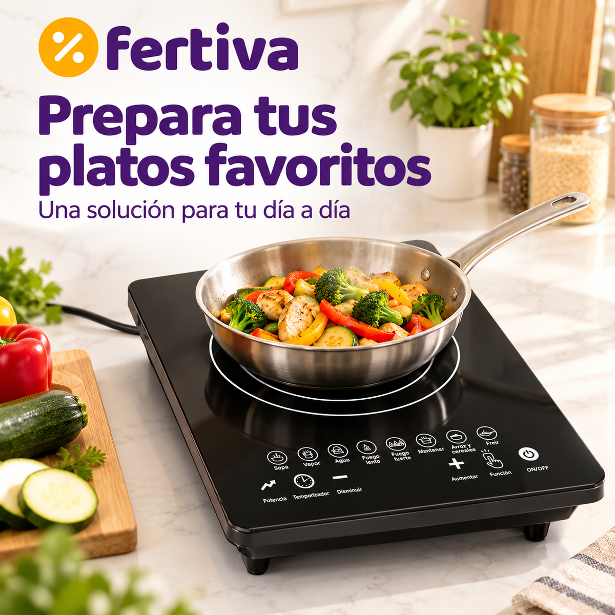 Placa de Inducción Portátil 1500W Táctil