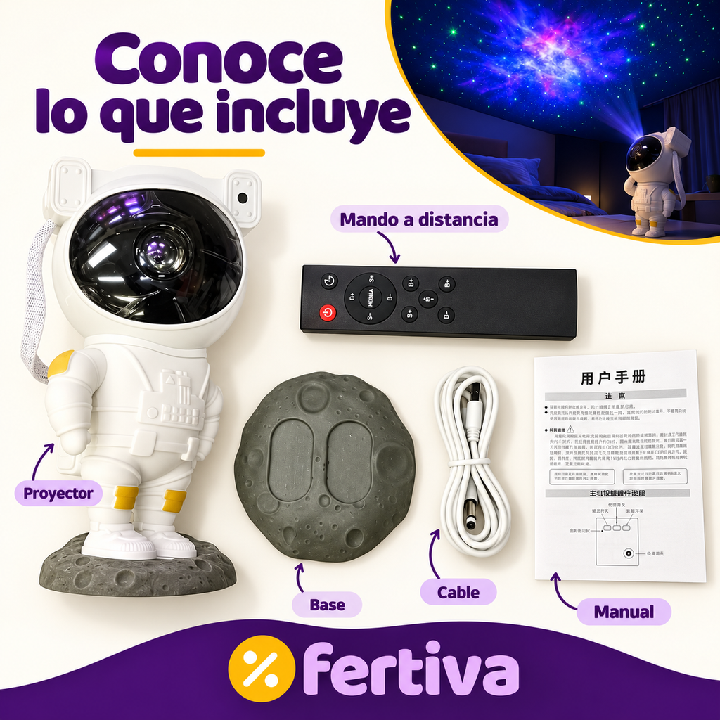 Proyector Astronauta Galaxia con Mando