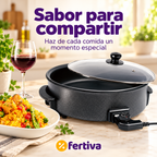 Paellera Eléctrica 42 cm 1500W con Tapa de Cristal
