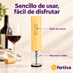 Sacacorchos Eléctrico de Bambú con Cortacápsulas