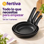 Set 3 Sartenes Efecto Piedra Aptas para Inducción