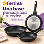 Set 3 Sartenes Efecto Piedra Aptas para Inducción