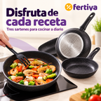 Set 3 Sartenes Efecto Piedra Aptas para Inducción