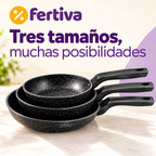 Set 3 Sartenes Efecto Piedra Aptas para Inducción