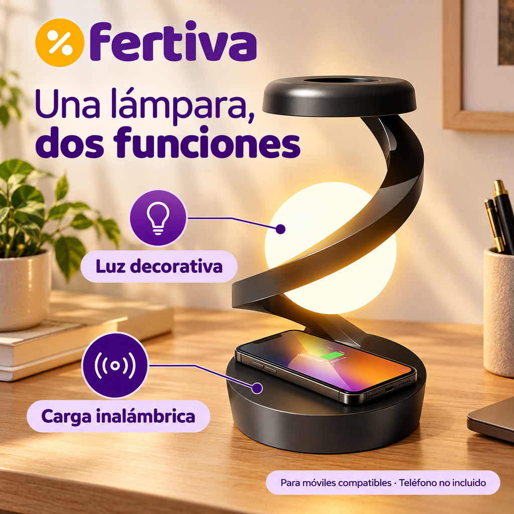 Lámpara Luna Levitante con Cargador Inalámbrico