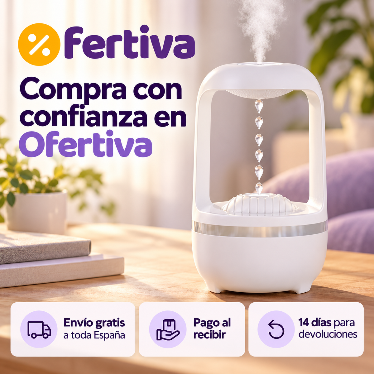 Humidificador Antigravedad de Gotas de Agua