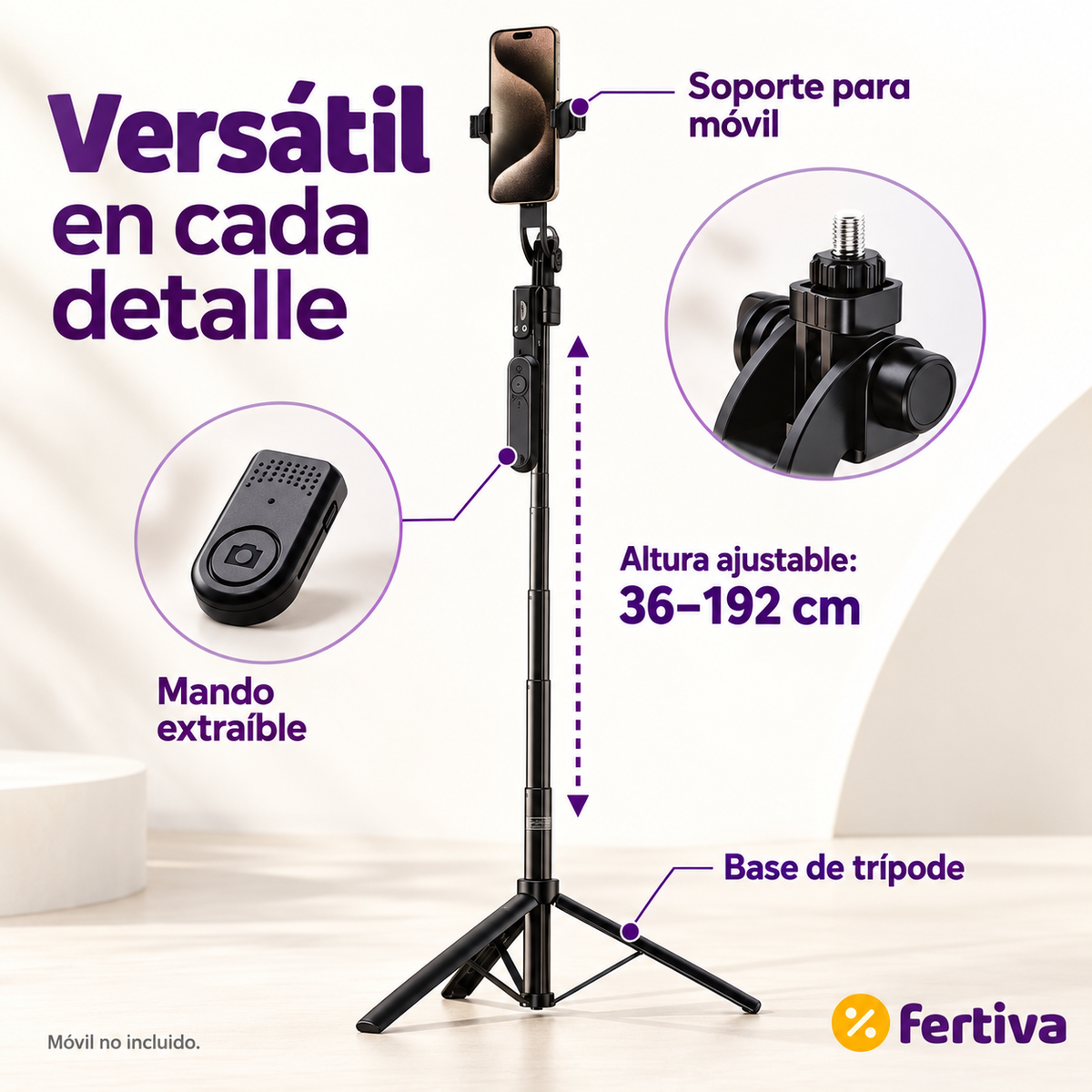 Palo Selfie Inteligente con Seguimiento Facial 1,92 m